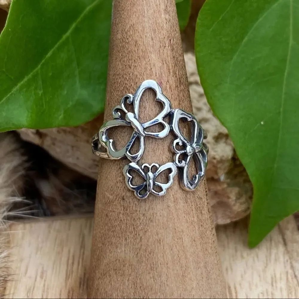 Sterling Silver Multi Butterfly Ring - Picture 2 of 5
